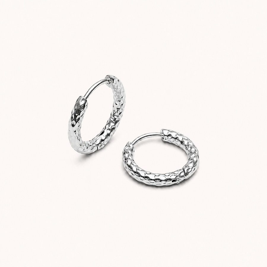 Hammered Hoops Silver