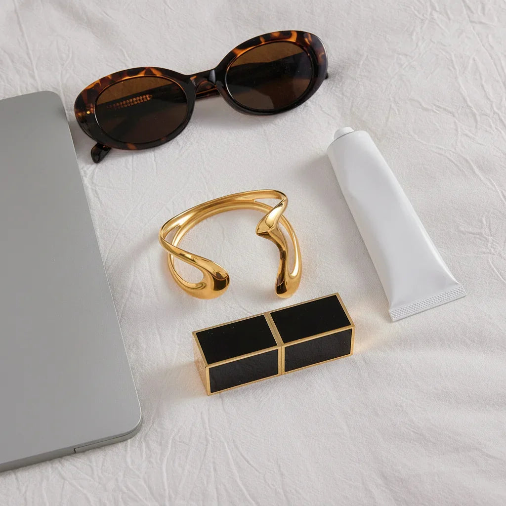 Lulu Sculpted Gold Bangle