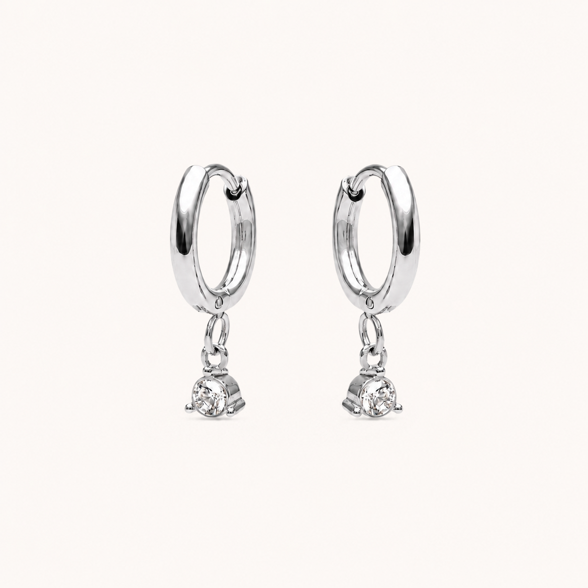 Diamond Drop Earrings Silver