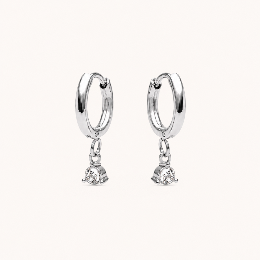 Diamond Drop Earrings Silver
