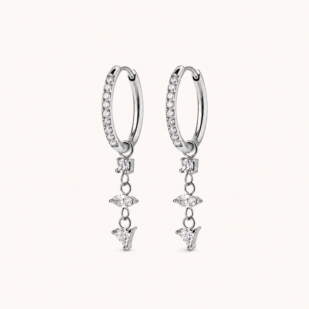 Crystal Drop Earrings Silver