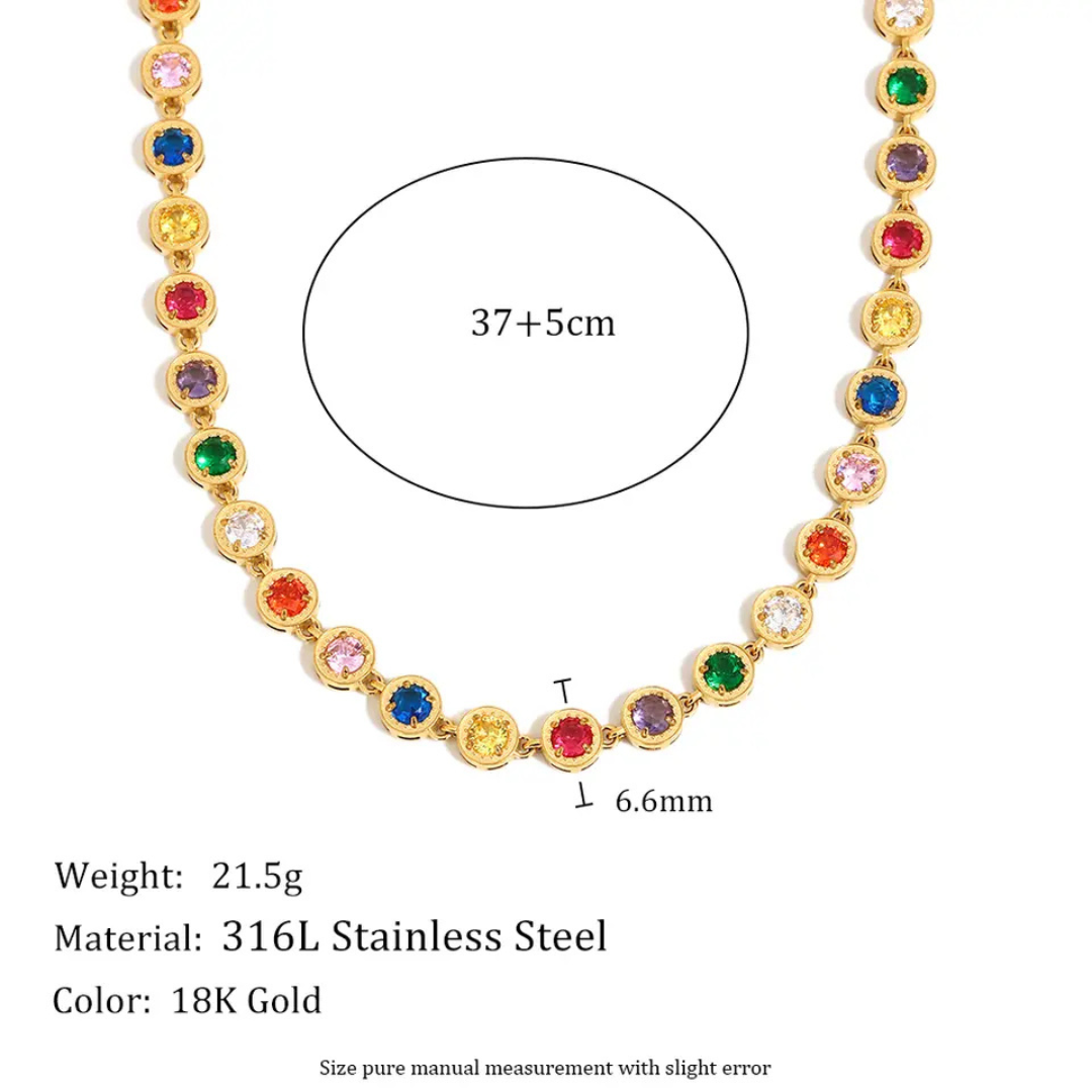 Rainbow Glow Tennis Necklace