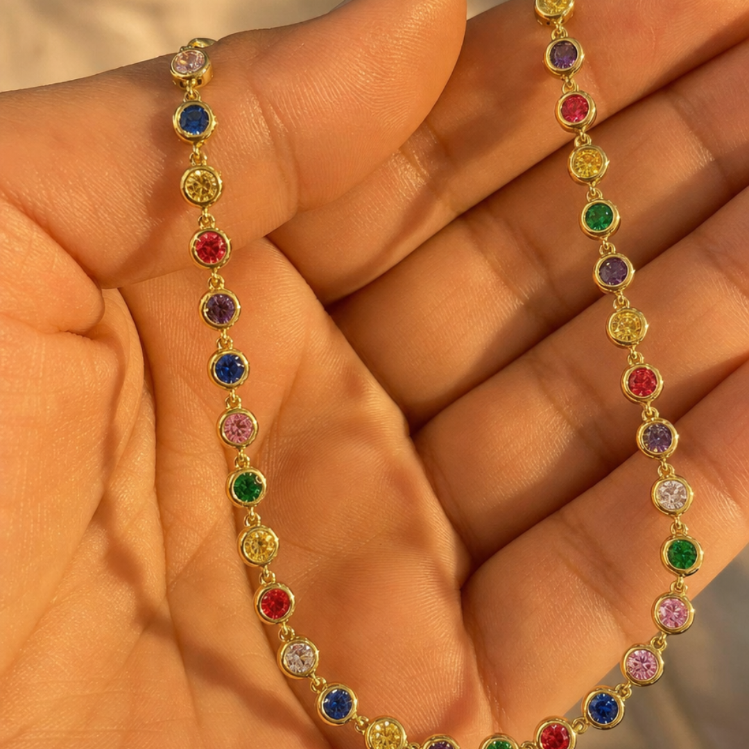 Rainbow Glow Tennis Necklace