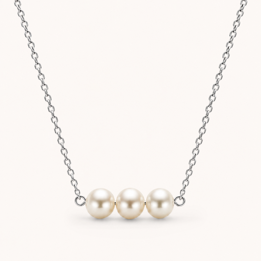 Pearl Trio Necklace Silver
