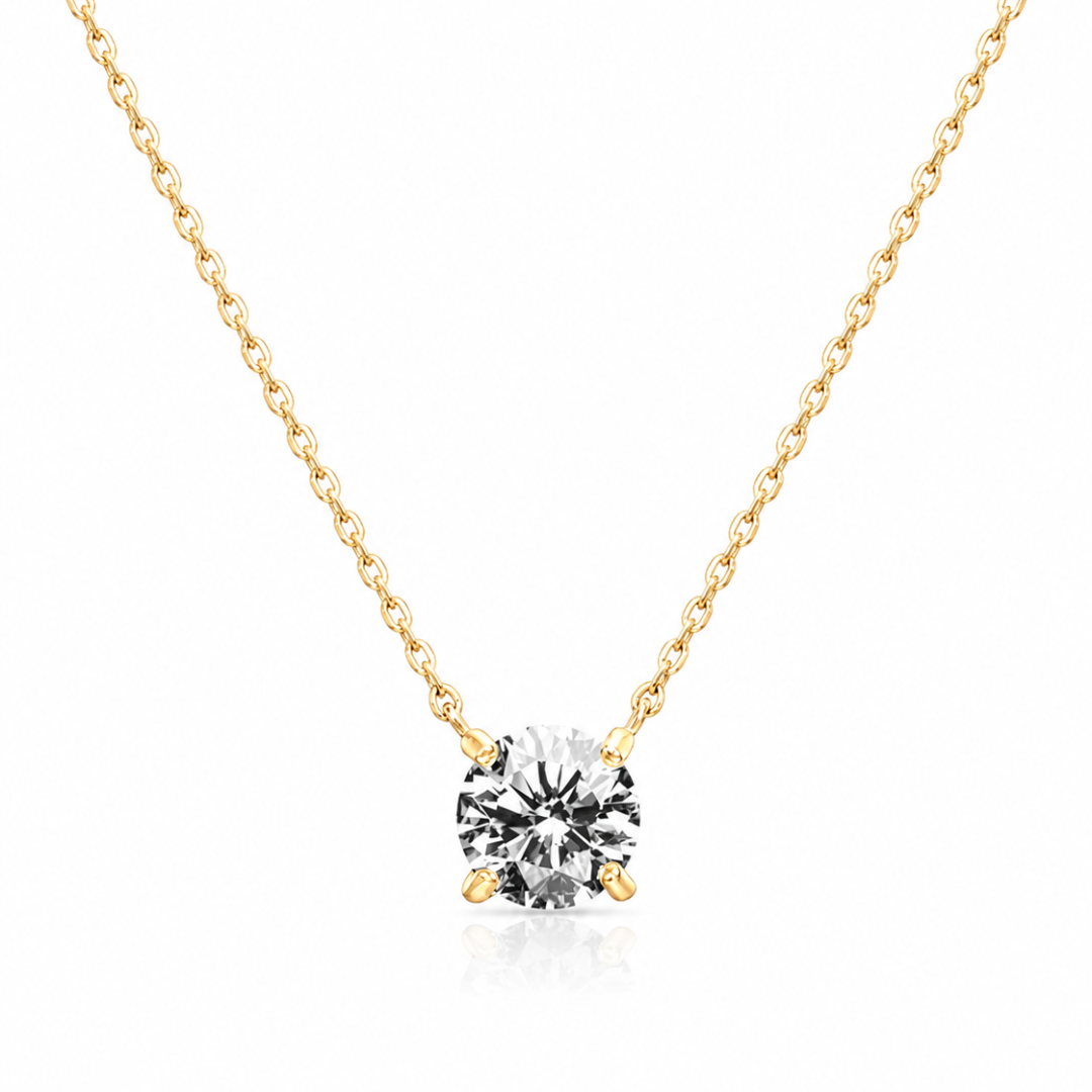 14K Gold Solitaire Pendant