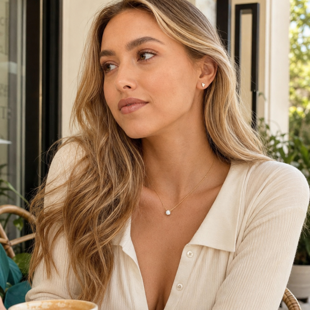 14K Gold Solitaire Pendant