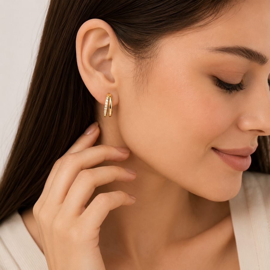 ELINA DOUBLE HOOP EARRINGS