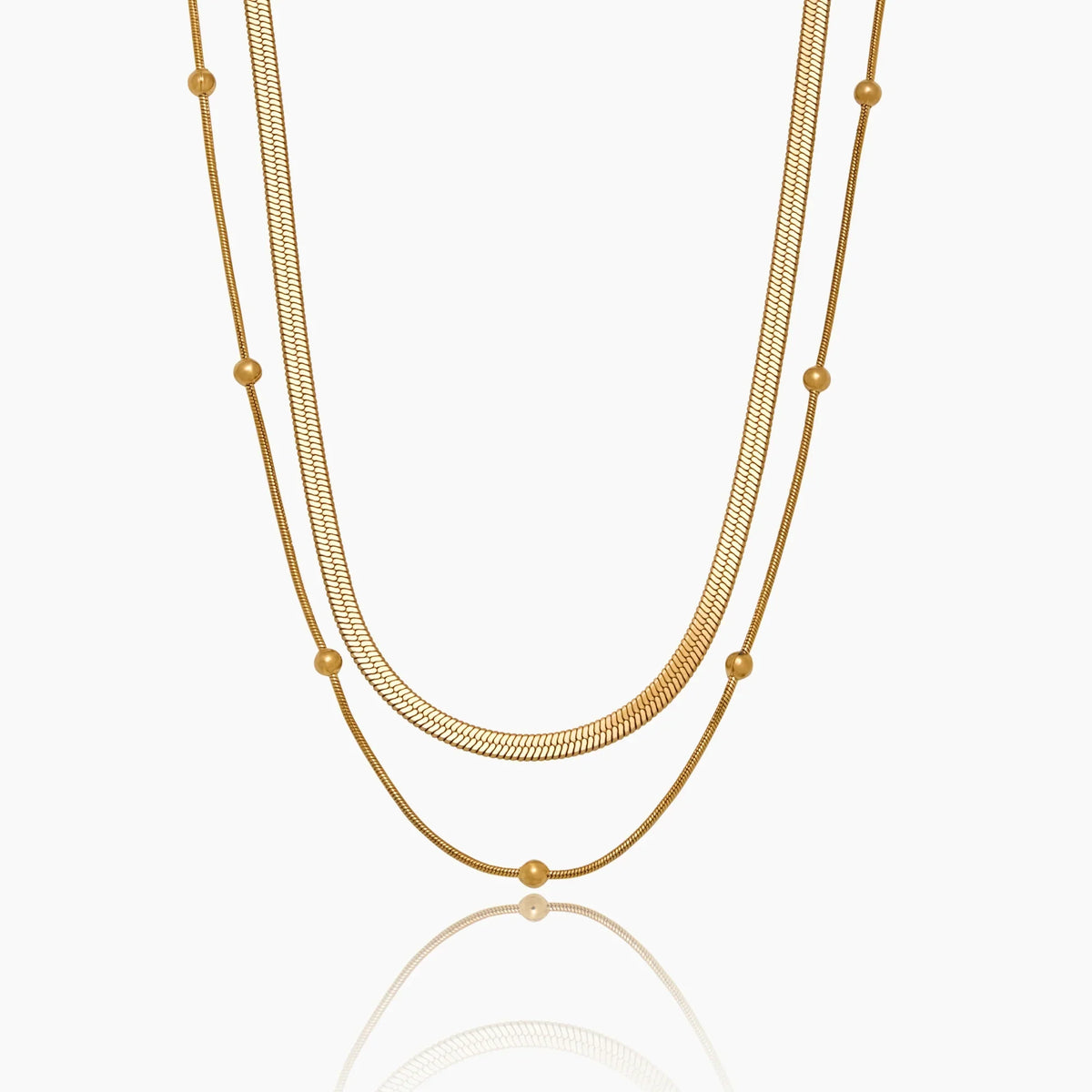 Snake & Satelite Chain Layered Necklace