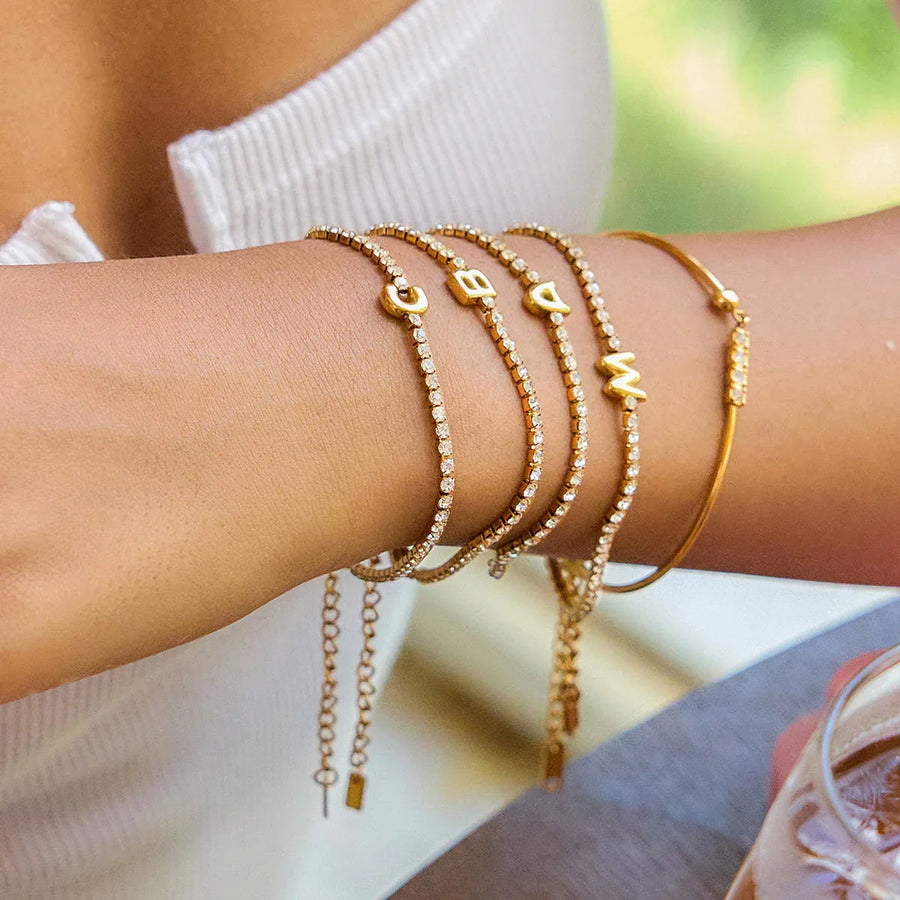Avaria Bubble Letter Tennis Bracelet