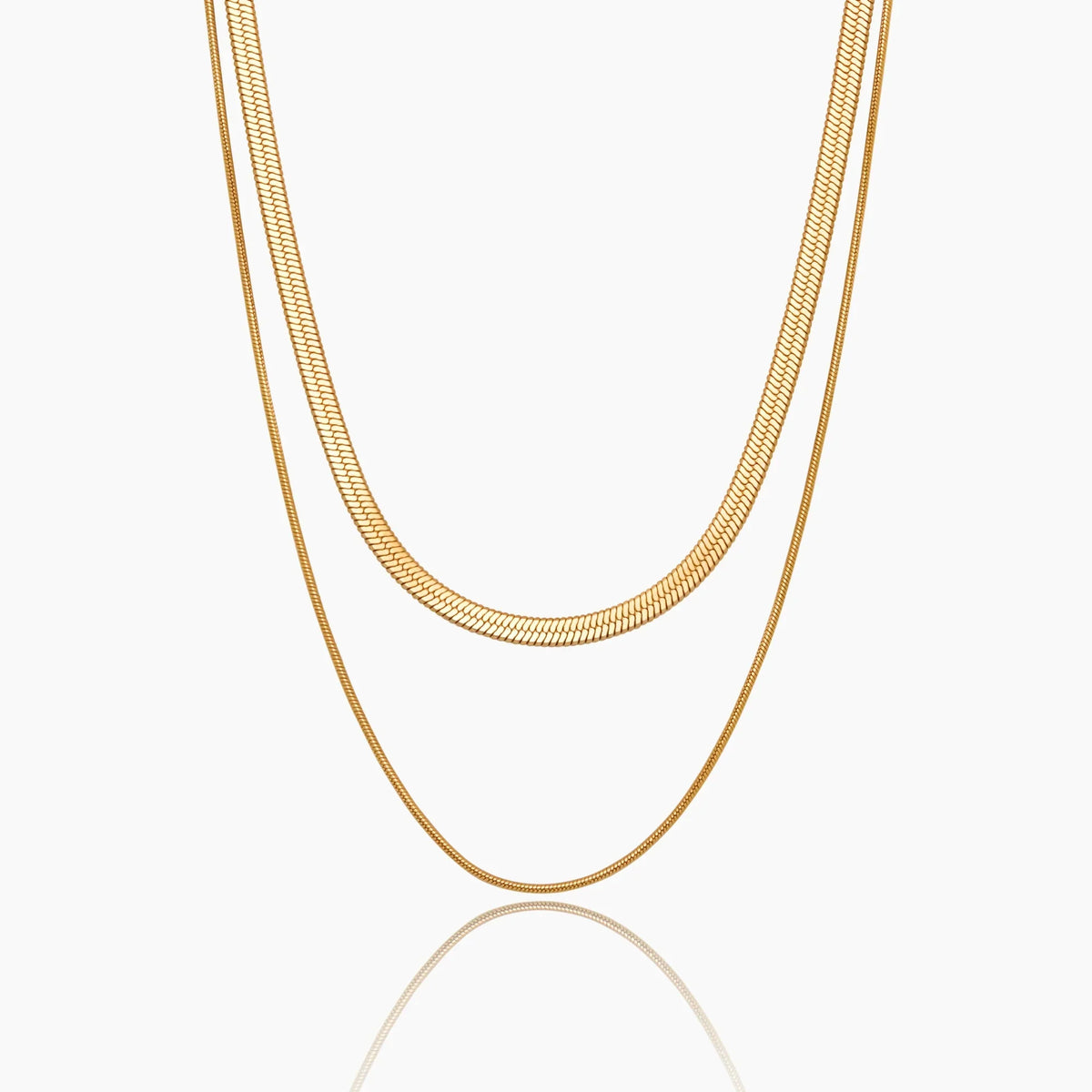 Double Snake Chain Layered Necklace