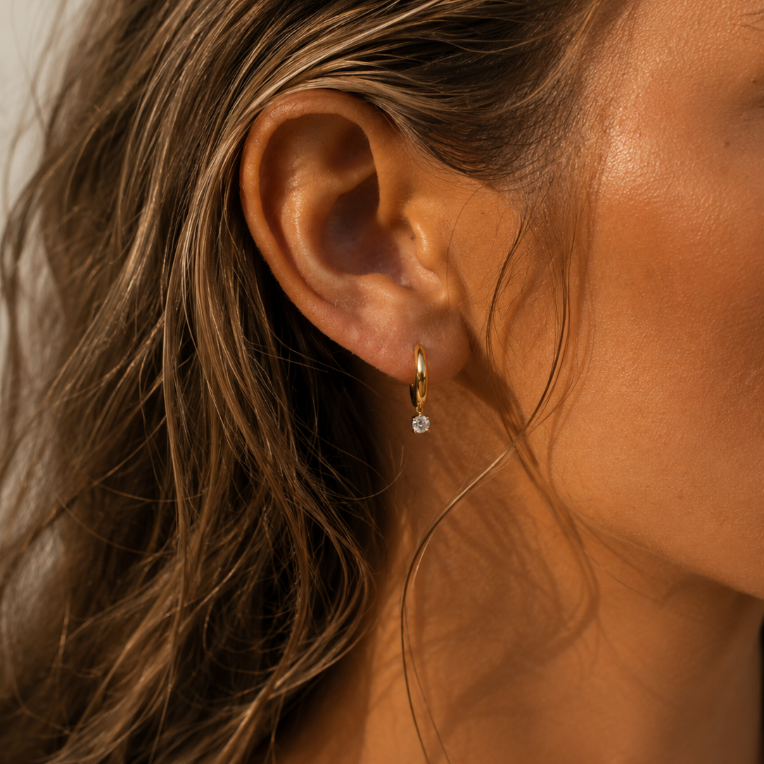 Diamond Drop Earrings Gold
