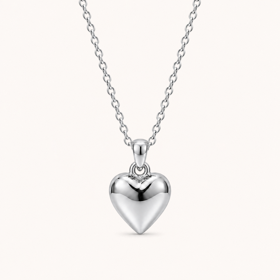Heart Pendant Necklace Silver